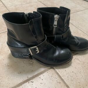 AllSaints Black Leather Jules Moto Biker Boots Sz. EU 39